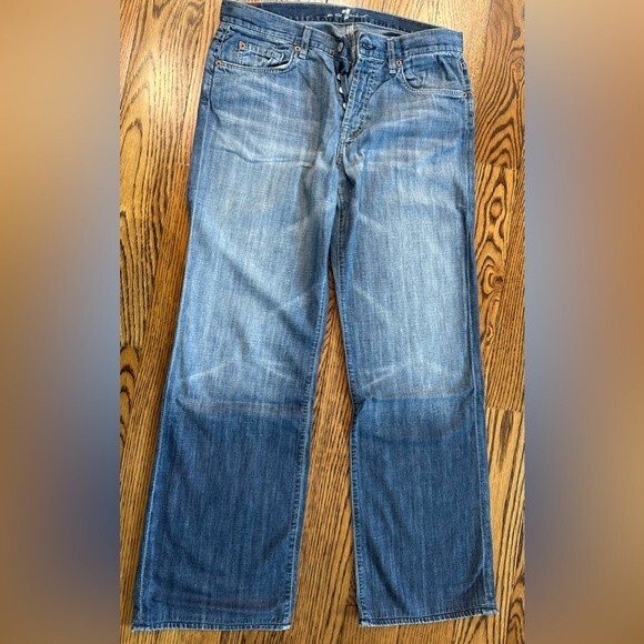 7 for All Mainkind straight leg Relaxed Jeans in blue Sz33 - Picture 5 of 7